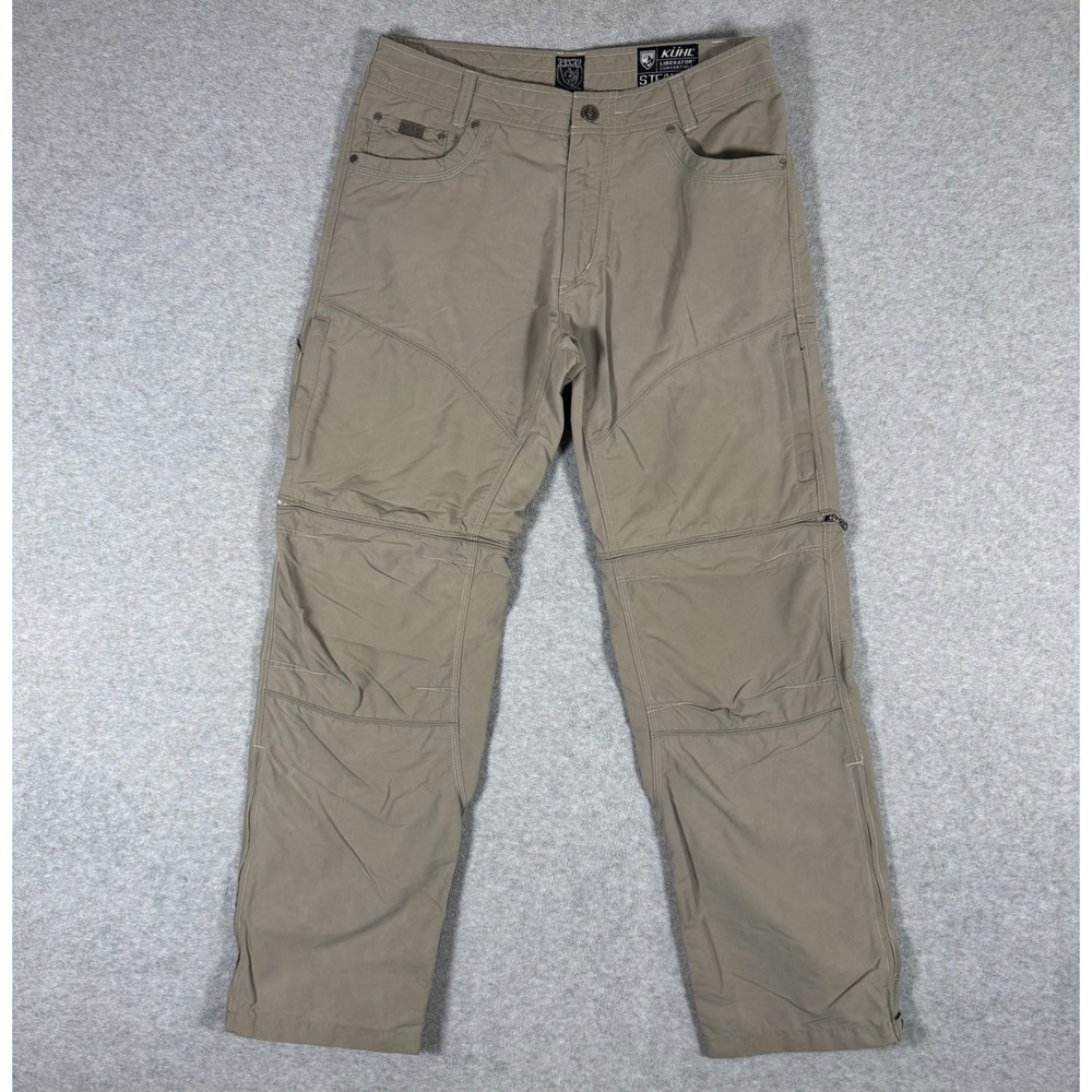 Kuhl Liberator Convertible Stealth Pants Mens 33x32 Khaki Tan Hiking Zip Off
